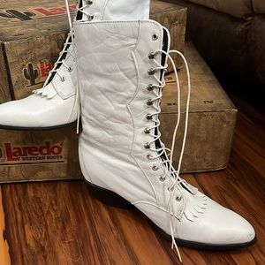 VNTG Laredo western boots white lace up size 8.5M